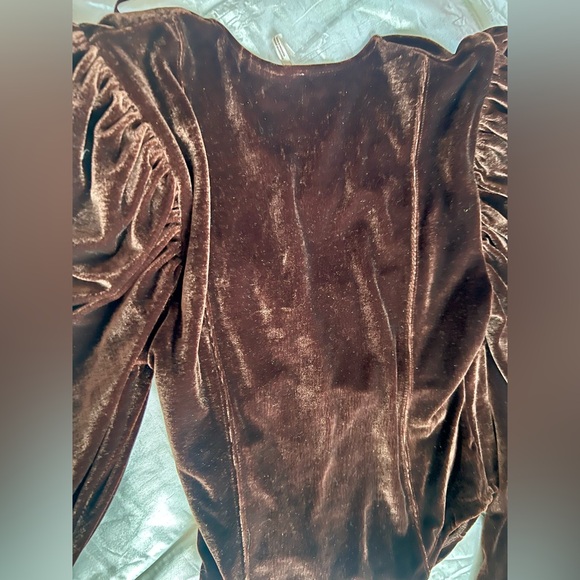 NWT Free People Velvet Fluffy Shoulder Blouse Small - Picture 4 of 12